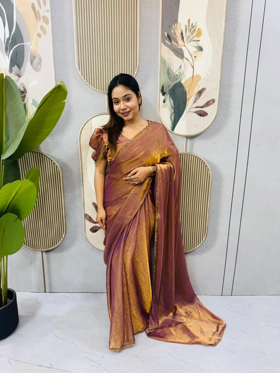 Zip and go Gown Saree for Wedding with Beads