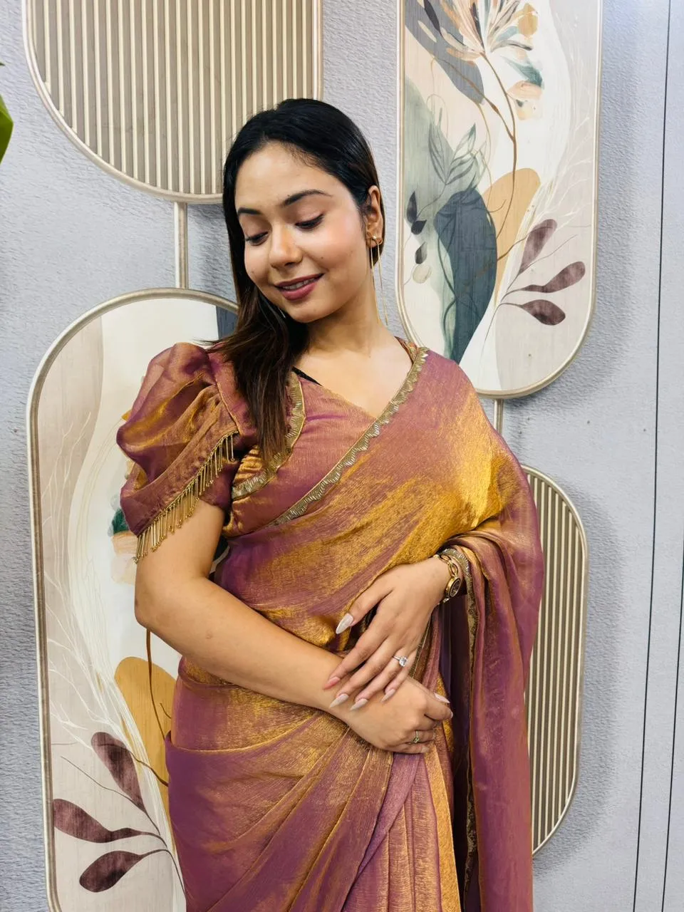 Zip and go Gown Saree for Wedding with Beads