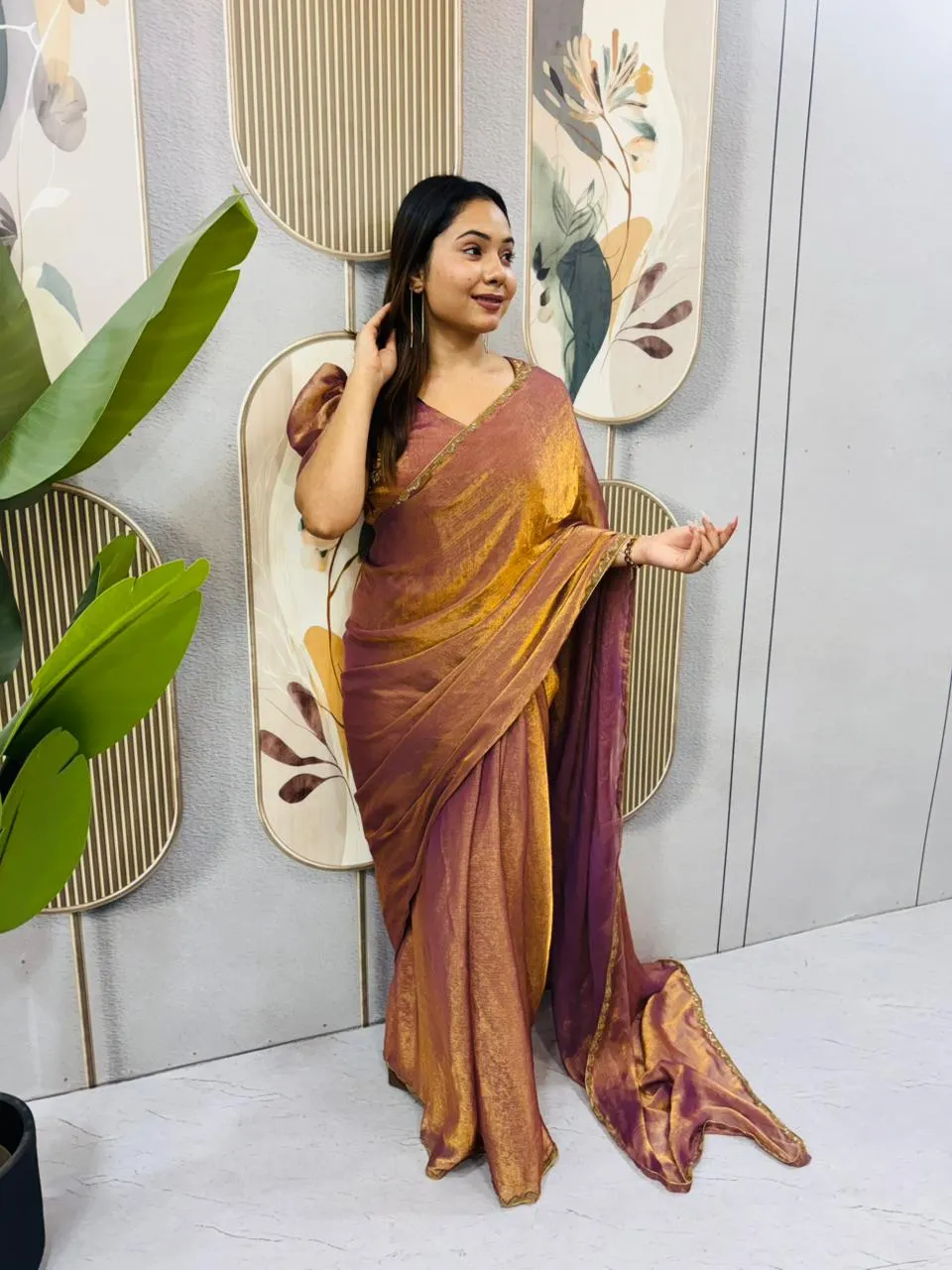 Zip and go Gown Saree for Wedding with Beads