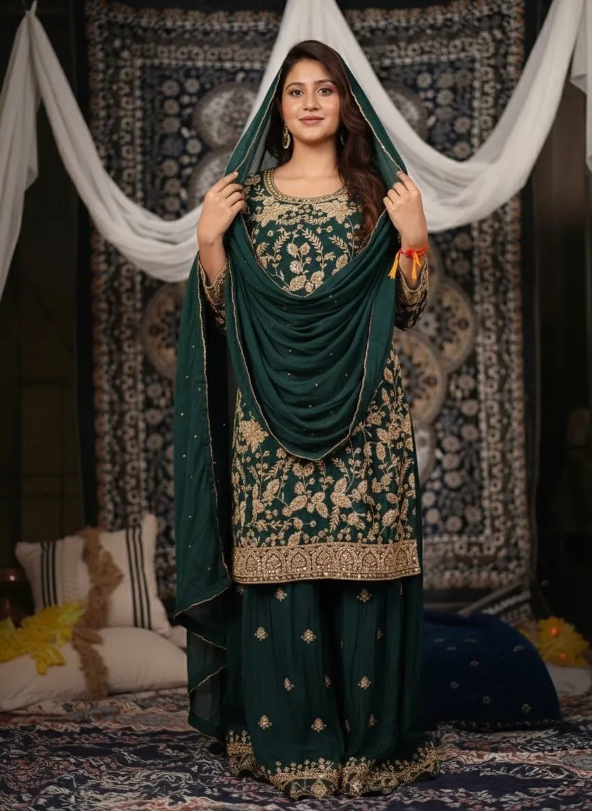 Anjali Arora Inspired Green Sharara Suit