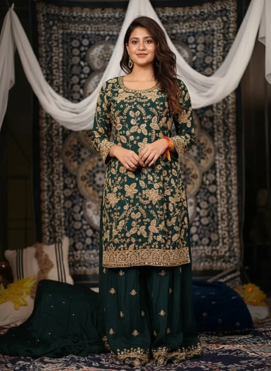 Anjali Arora Inspired Green Sharara Suit