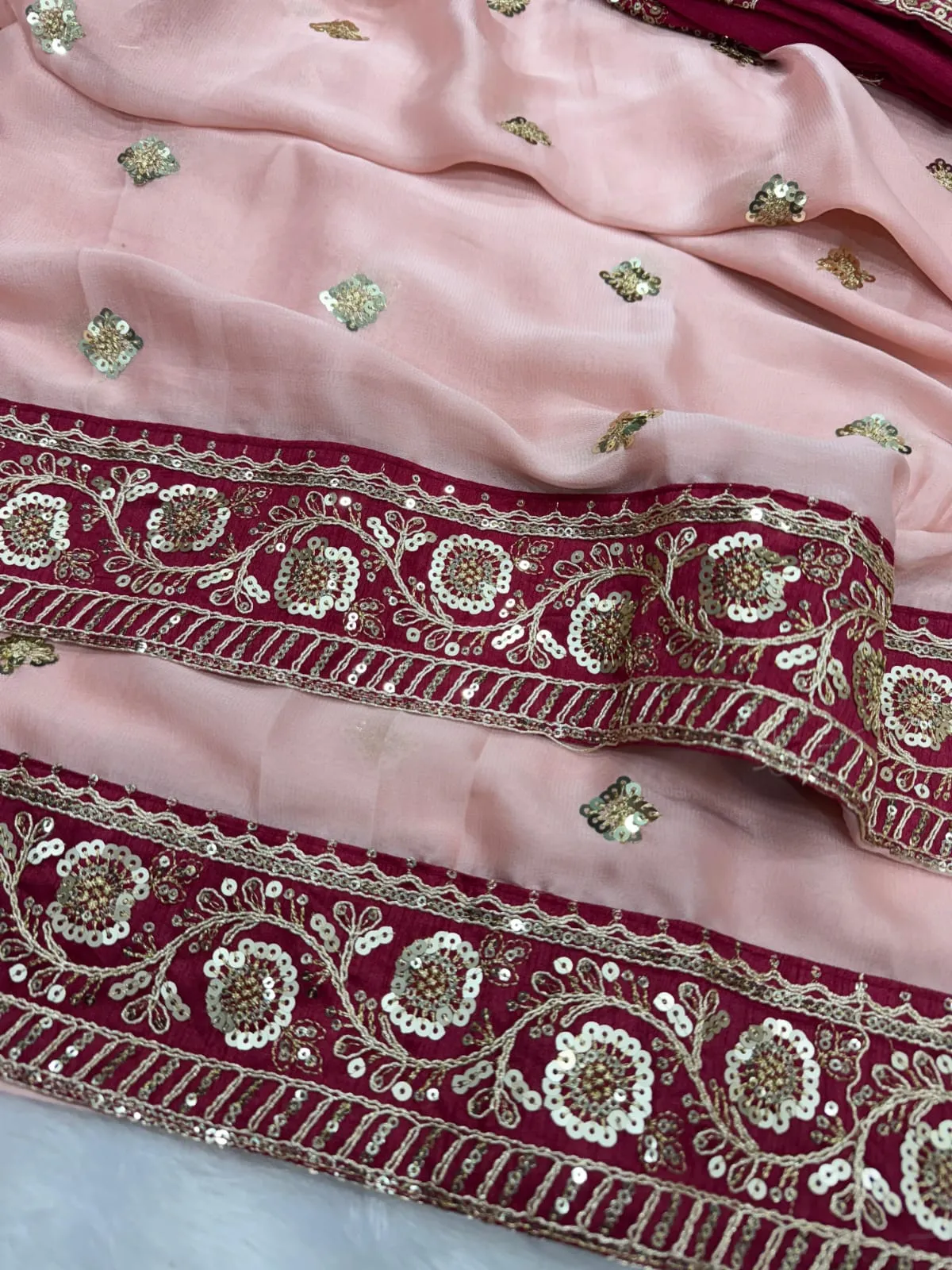 Baby Pink Border Saree for Pooja