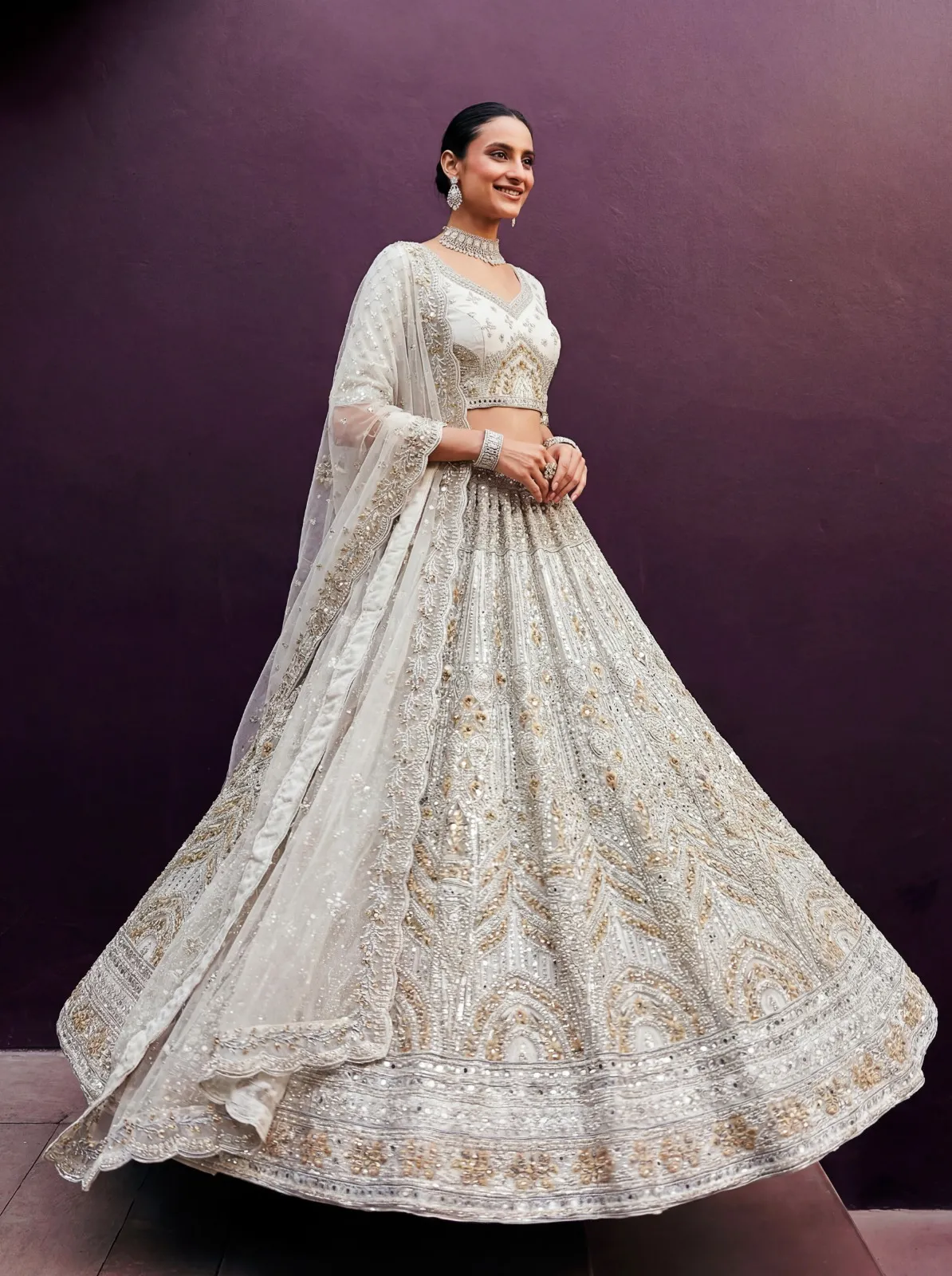 Premium White Reception Lehenga Choli