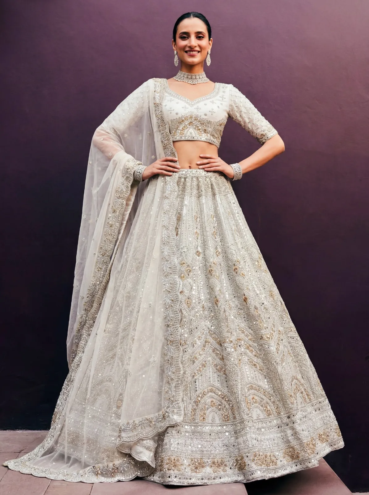Premium White Reception Lehenga Choli