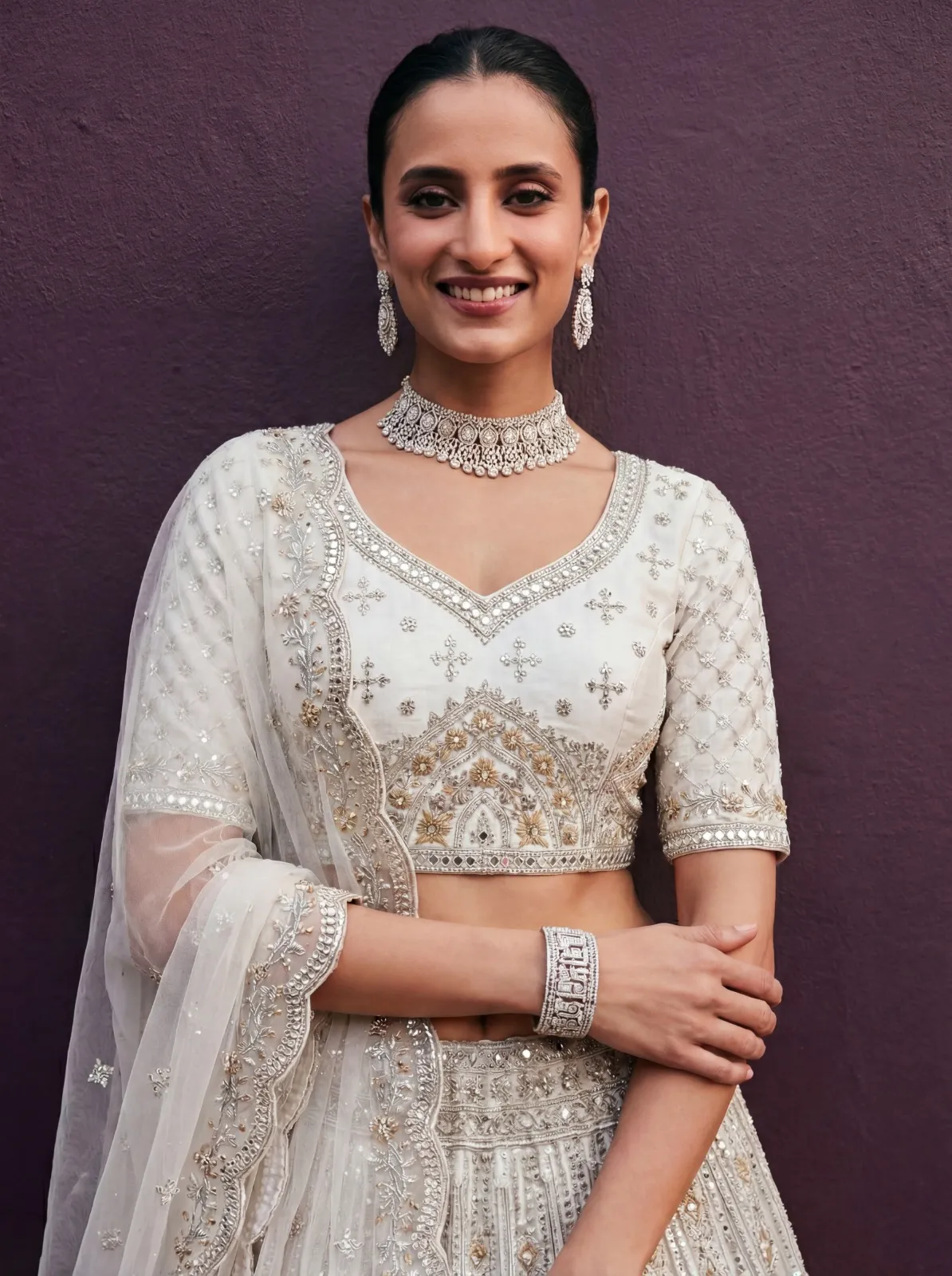 Premium White Reception Lehenga Choli