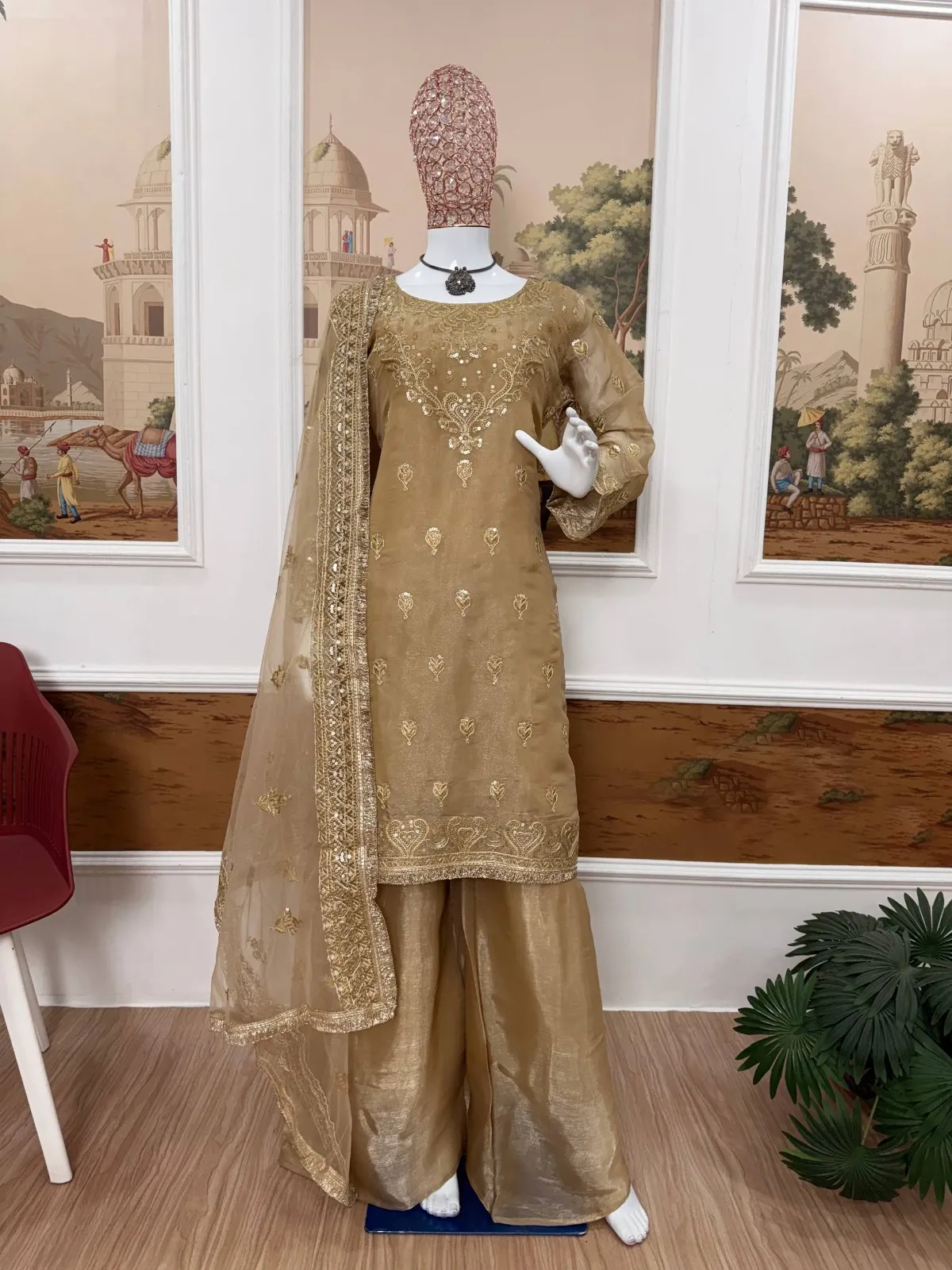 Bollywood Inspire Eid Festival Readymade Dress Chiku Color