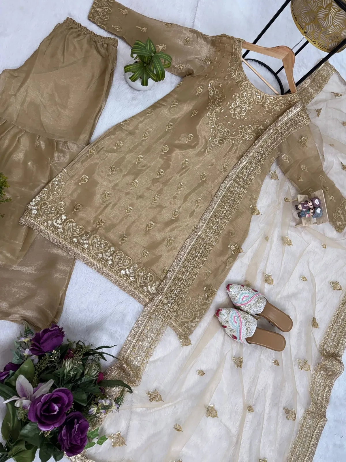 Bollywood Inspire Eid Festival Readymade Dress Chiku Color