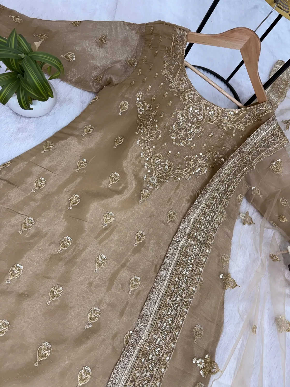 Bollywood Inspire Eid Festival Readymade Dress Chiku Color