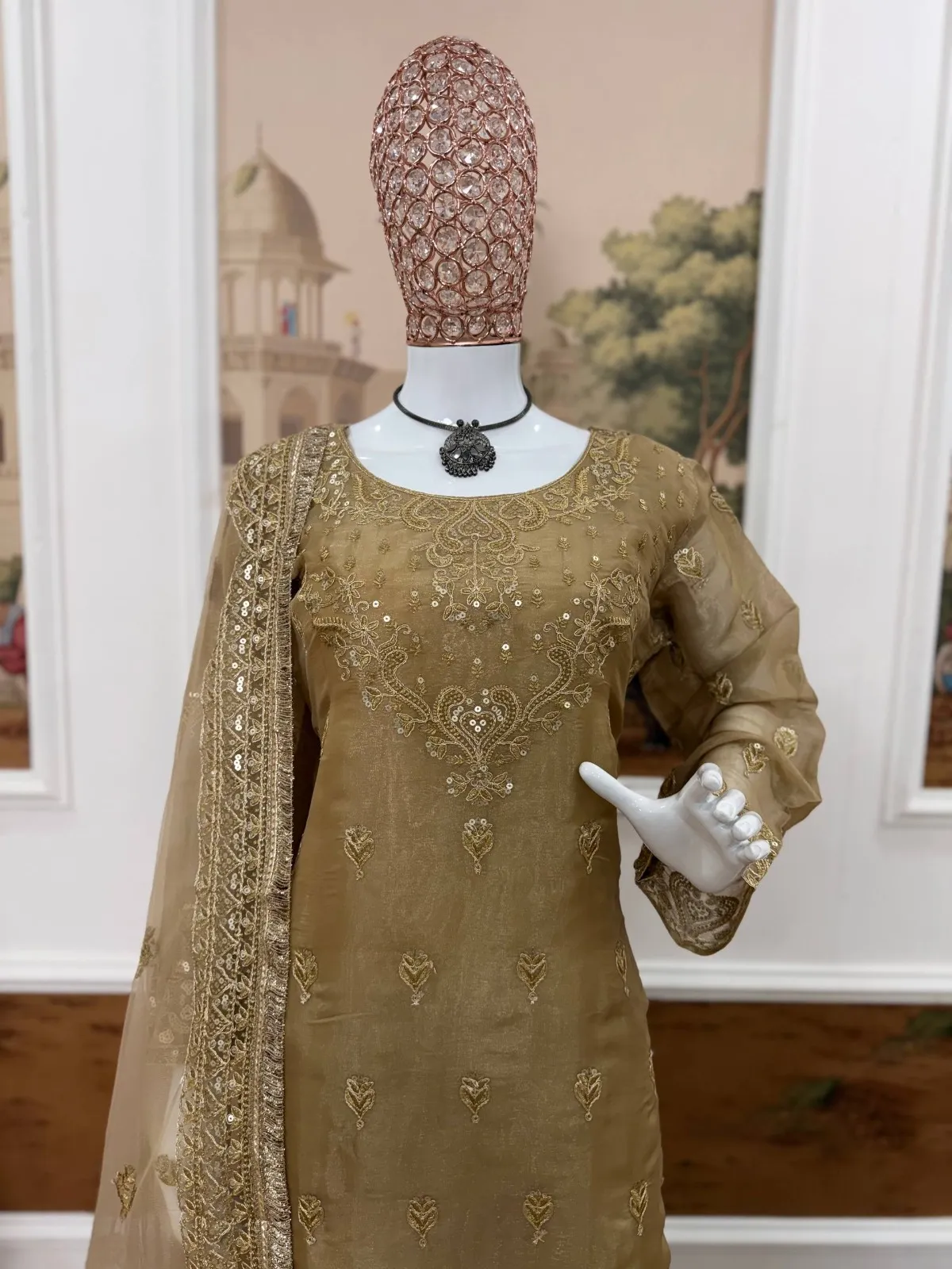 Bollywood Inspire Eid Festival Readymade Dress Chiku Color