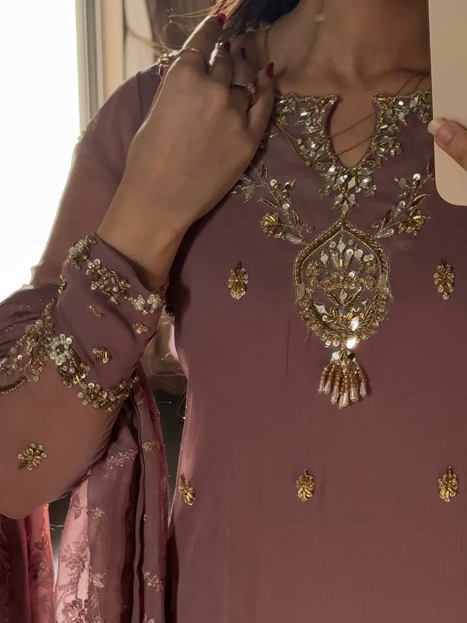 Brown Straight Readymade Pakistani Suit Set