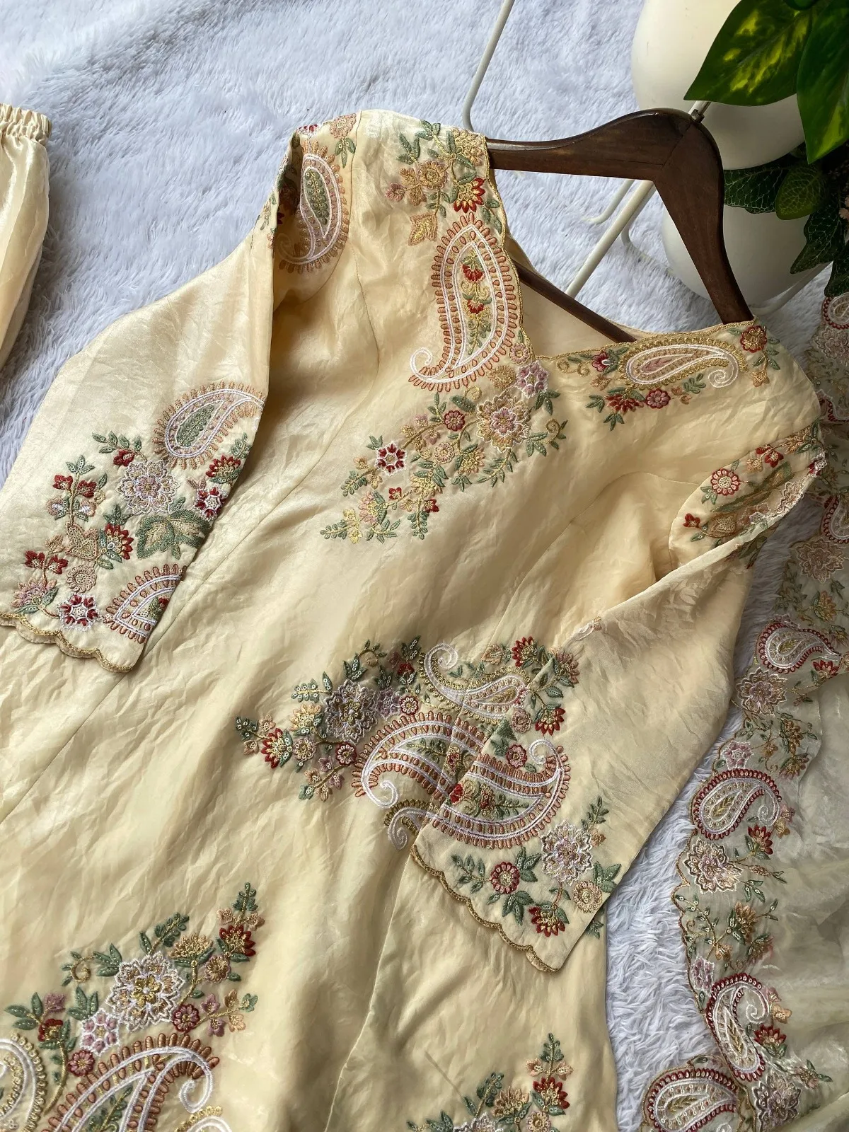 Creme Embroidered Pakistani Sharara