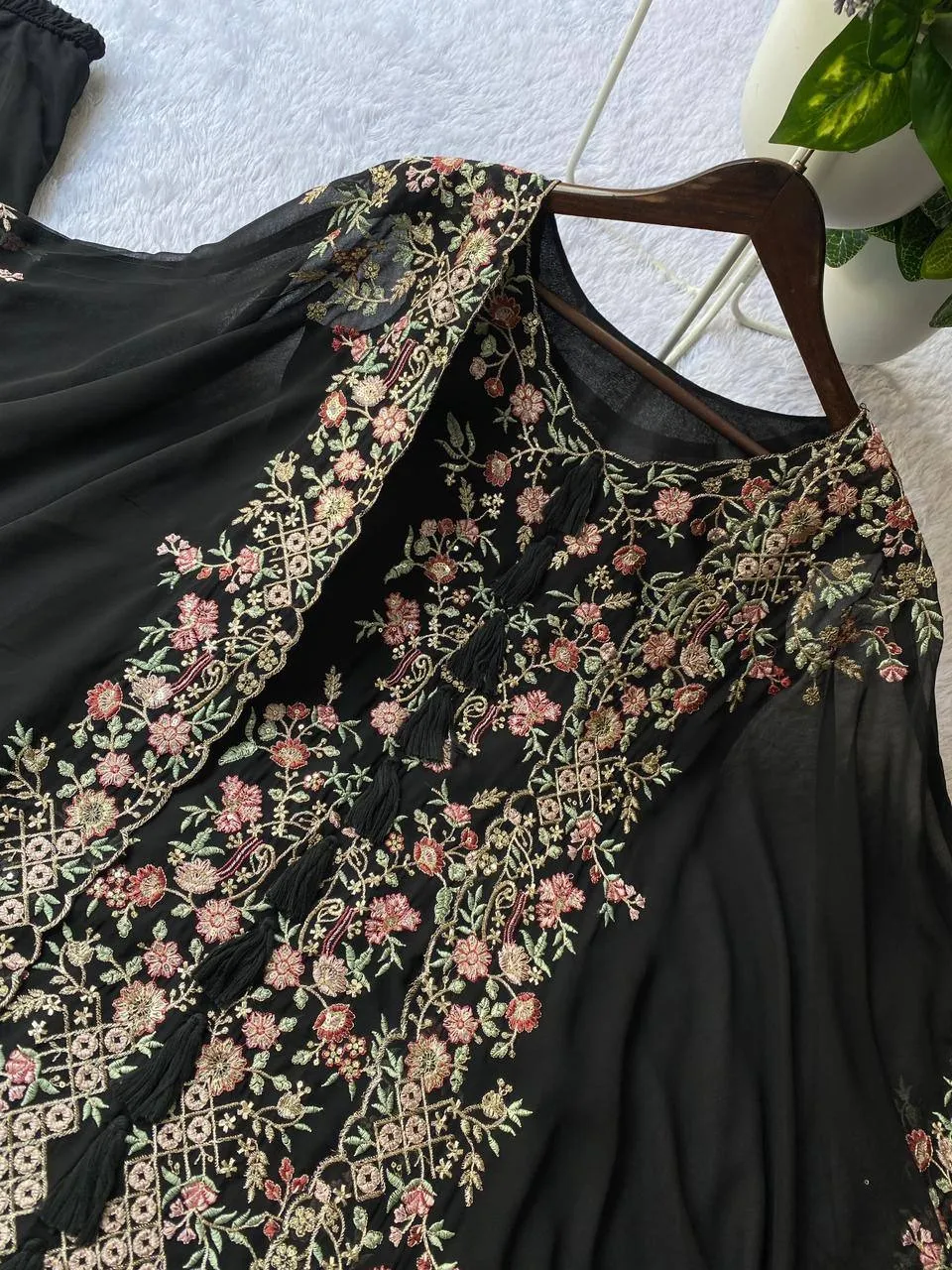 Designer Shrug Style Readymade Dress Black