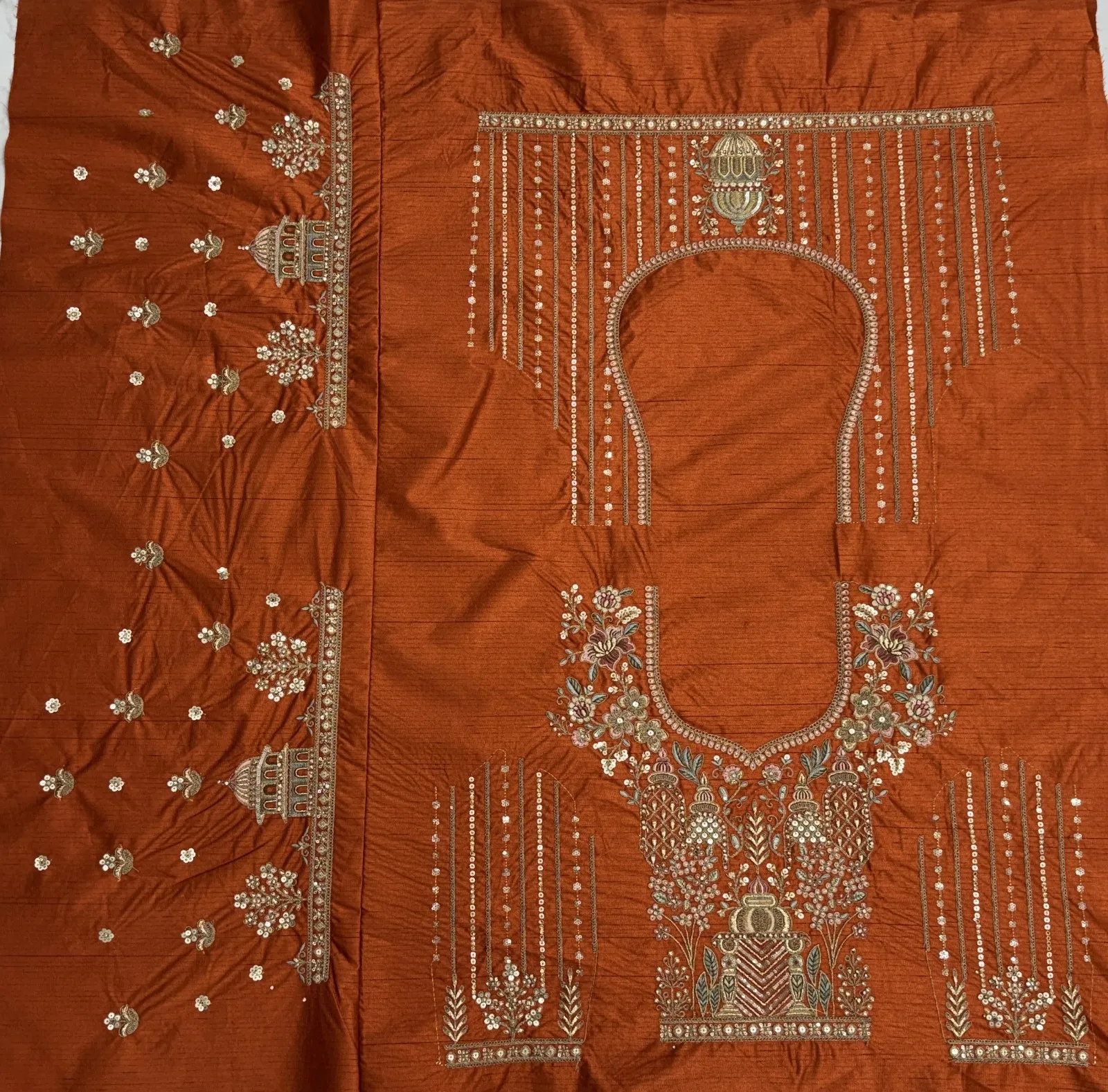 Double Dupatta Flared Bridal Lehenga Choli in Orange