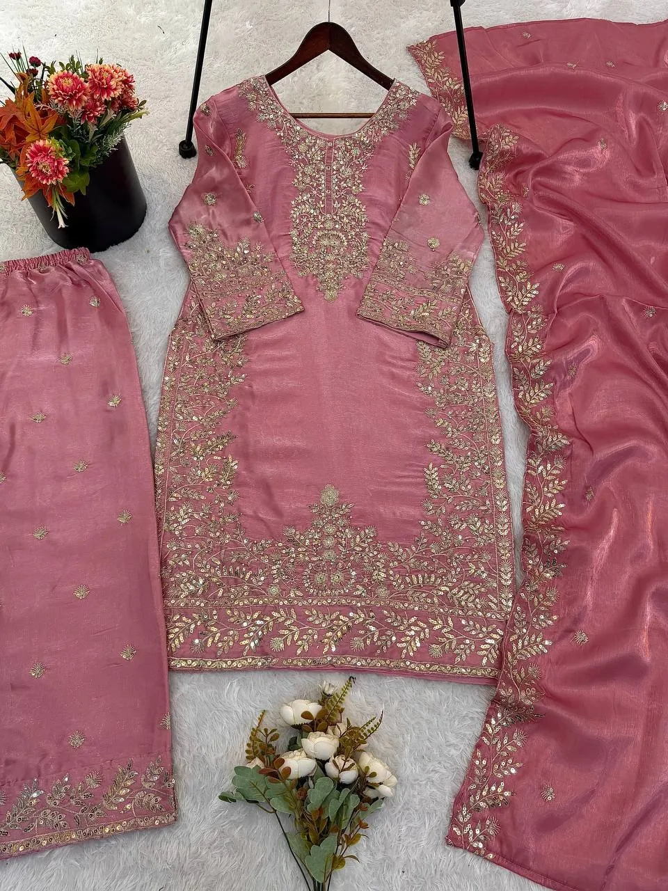 Eid Festival Pakistani Readymade Baby pink Dress
