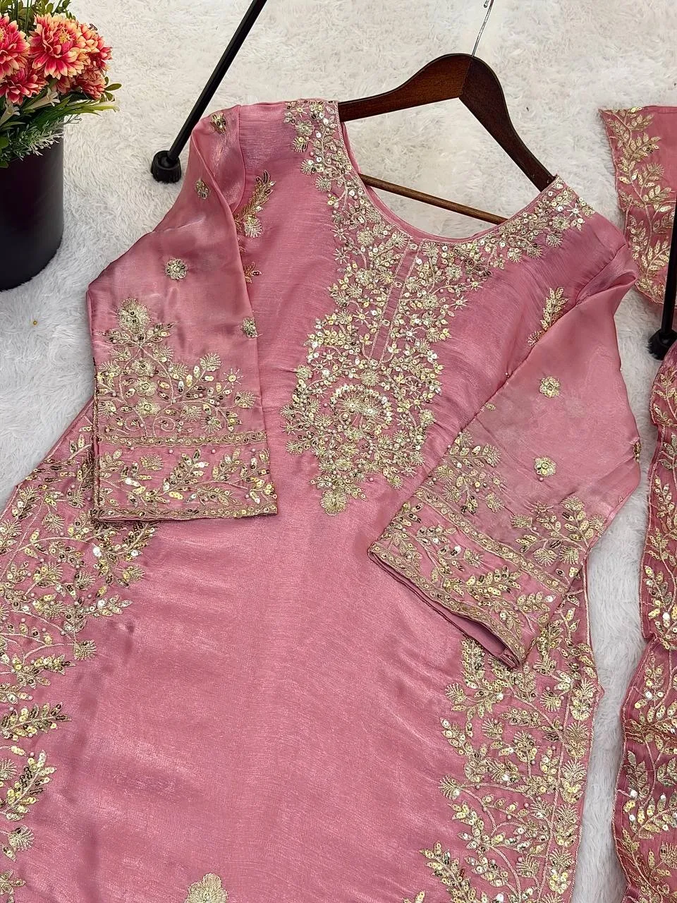 Eid Festival Pakistani Readymade Baby pink Dress