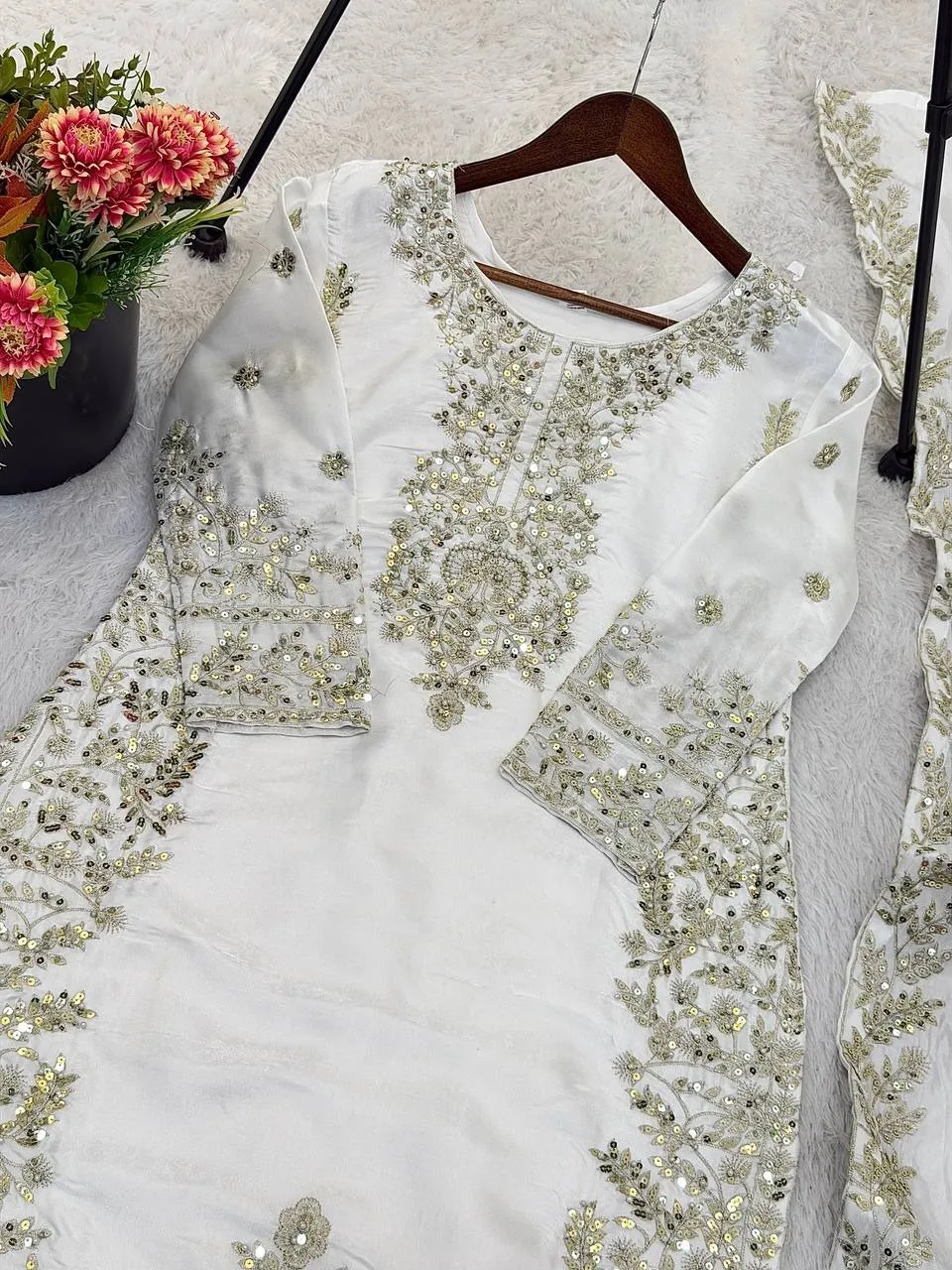 Eid Festival Pakistani Readymade White Dresses
