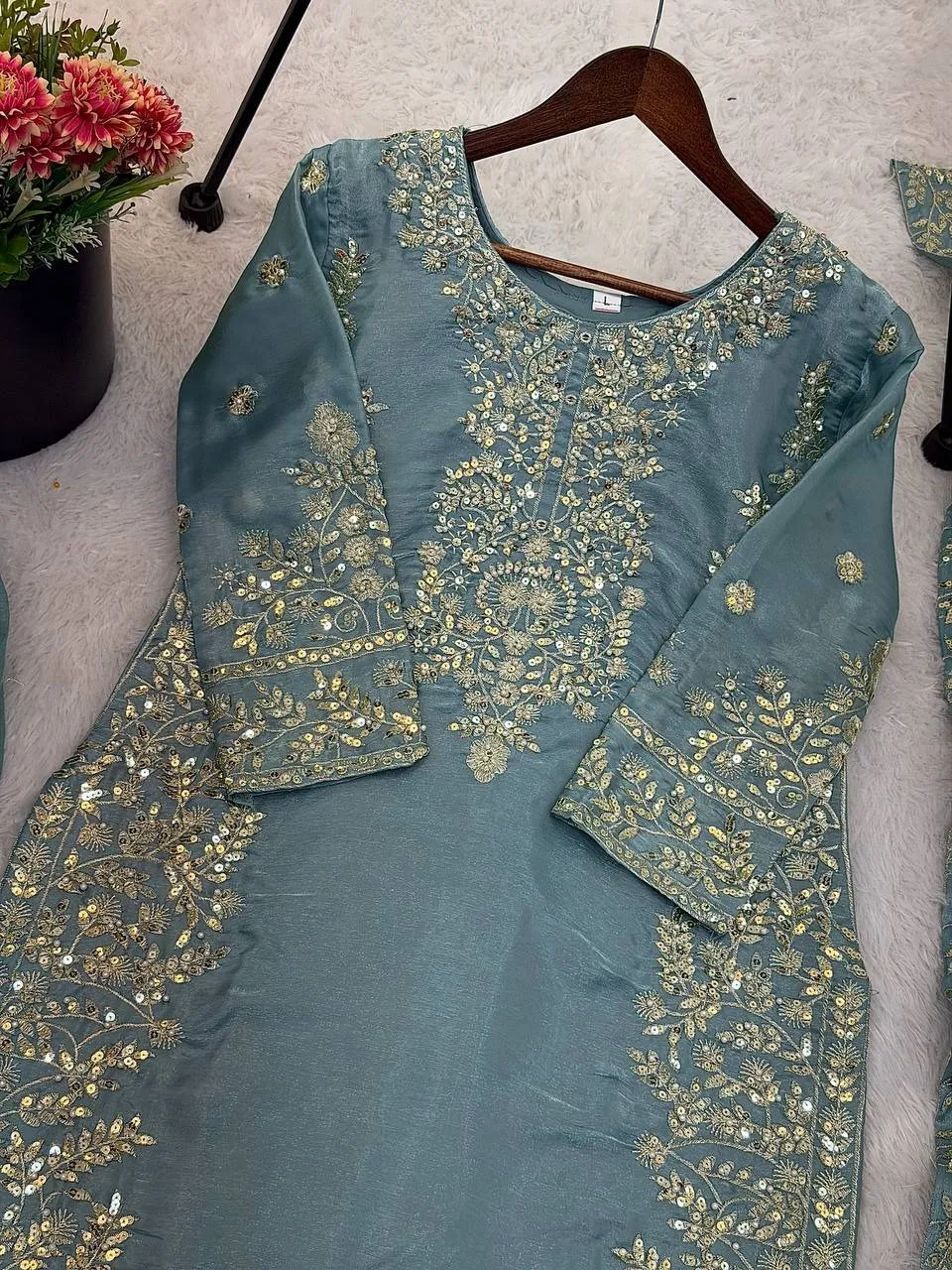 Eid Festival Pakistani Readymade Gray Dress