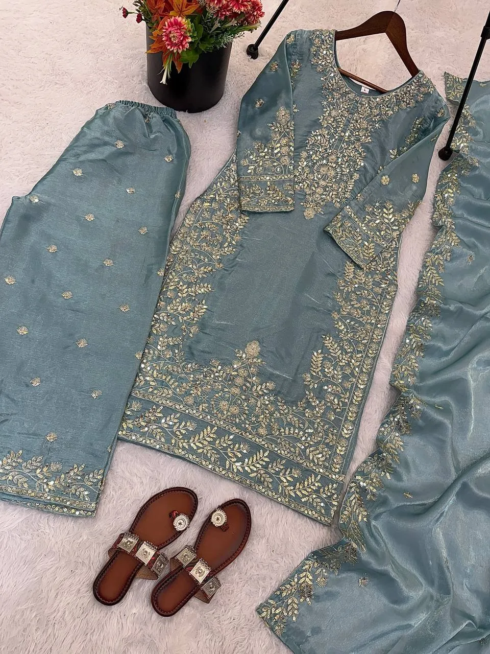 Eid Festival Pakistani Readymade Gray Dress