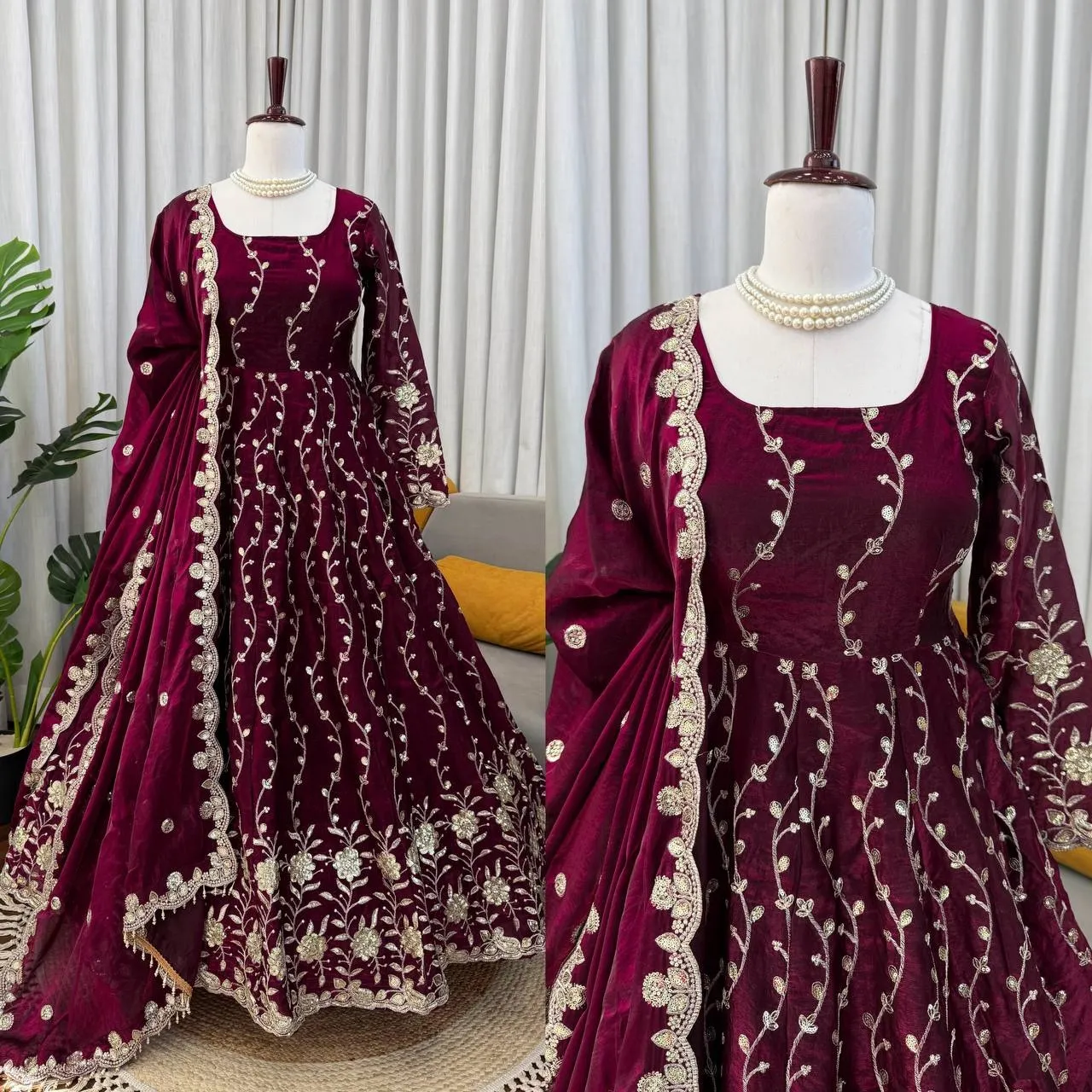 Eid Special Embroidery Purple Anarkali Suits