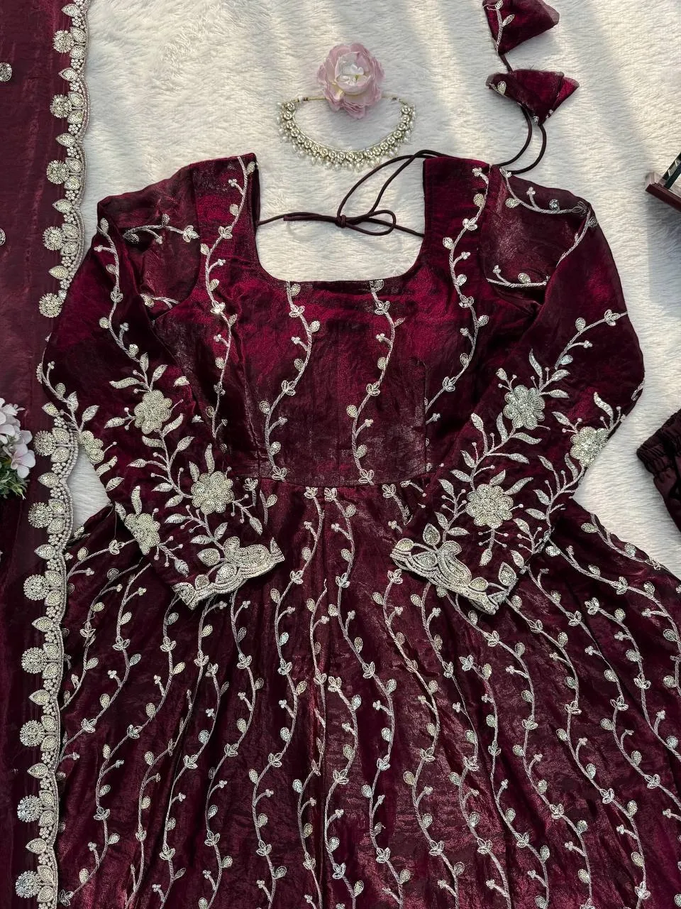 Eid Special Embroidery Purple Anarkali Suits