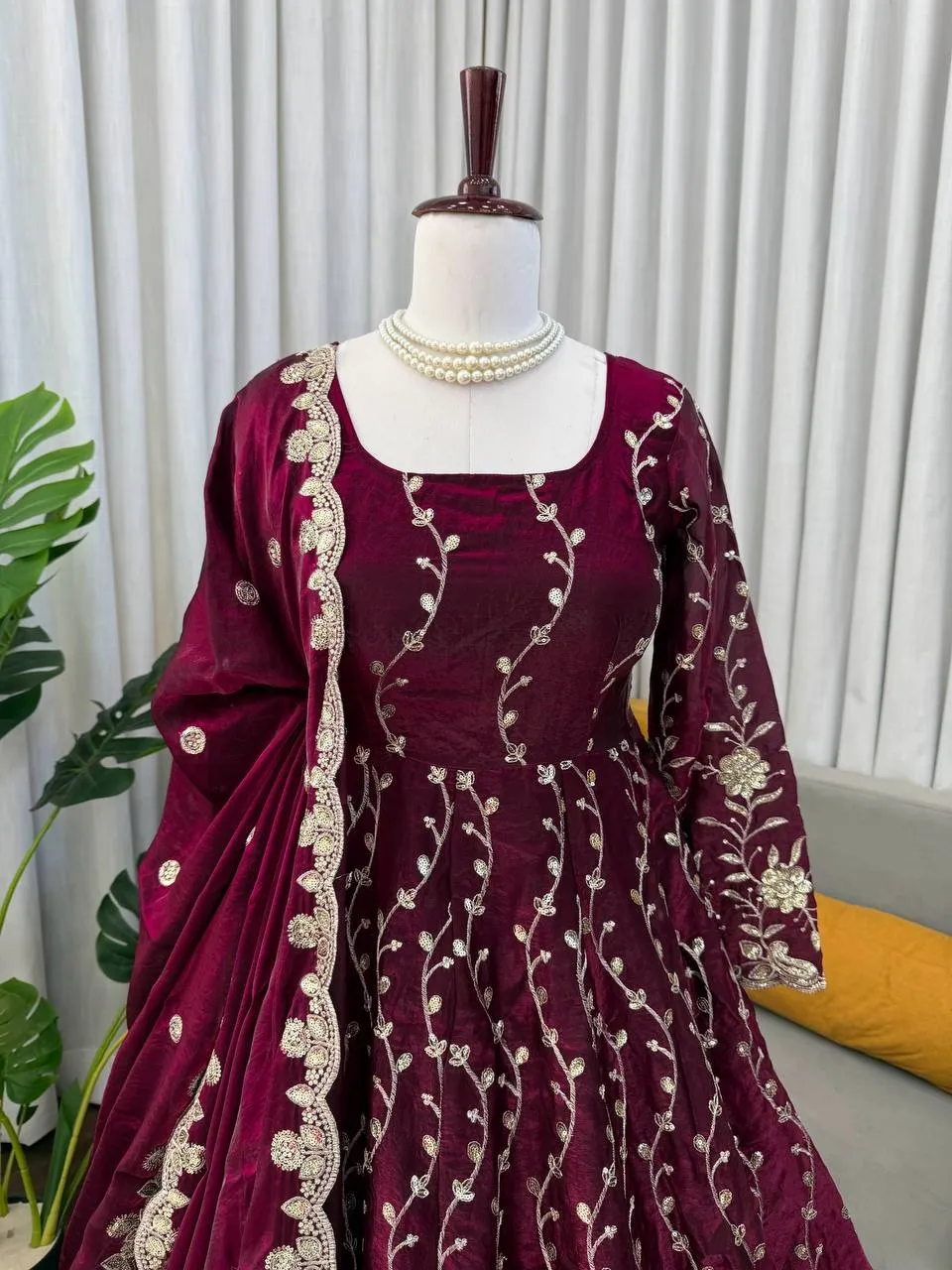 Eid Special Embroidery Purple Anarkali Suits