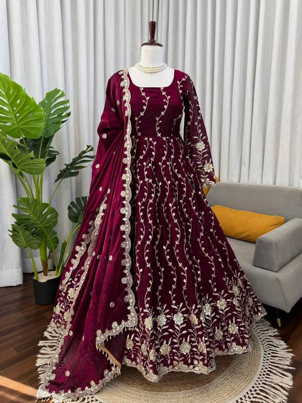 Eid Special Embroidery Purple Anarkali Suits