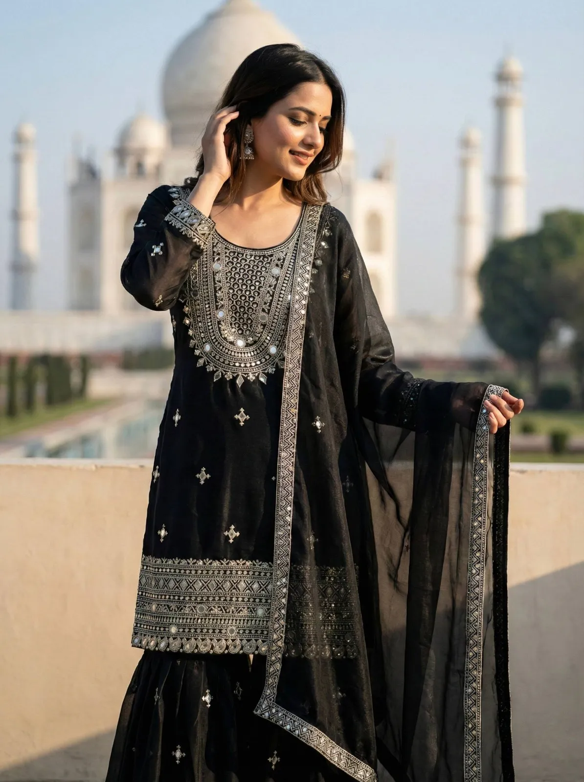 Eid Special Pakistani Garara Salwar Suit Black