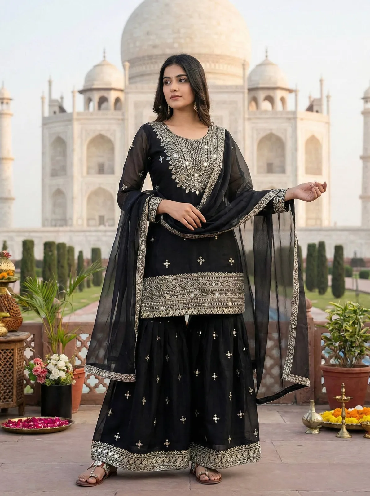 Eid Special Pakistani Garara Salwar Suit Black