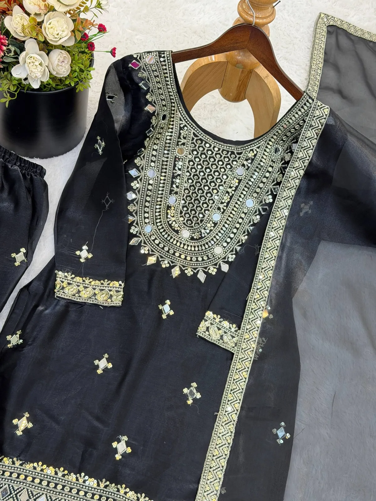 Eid Special Pakistani Garara Salwar Suit Black