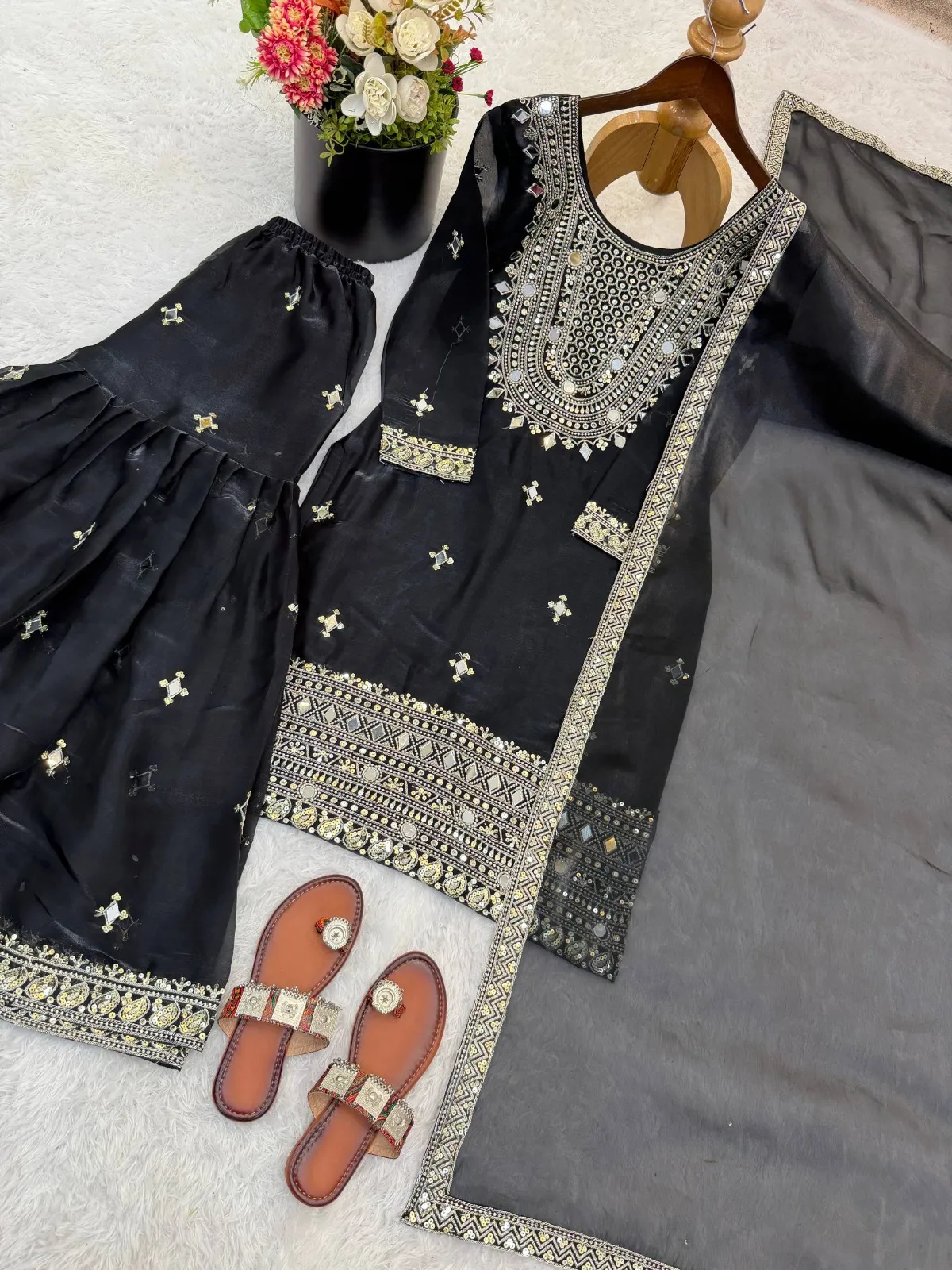 Eid Special Pakistani Garara Salwar Suit Black