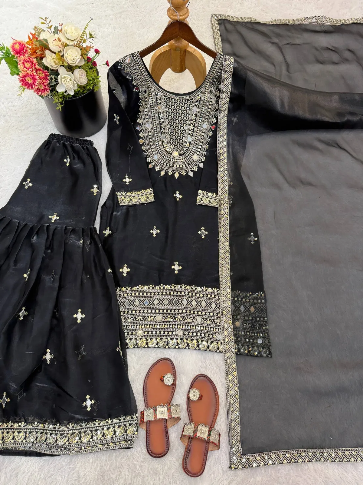 Eid Special Pakistani Garara Salwar Suit Black