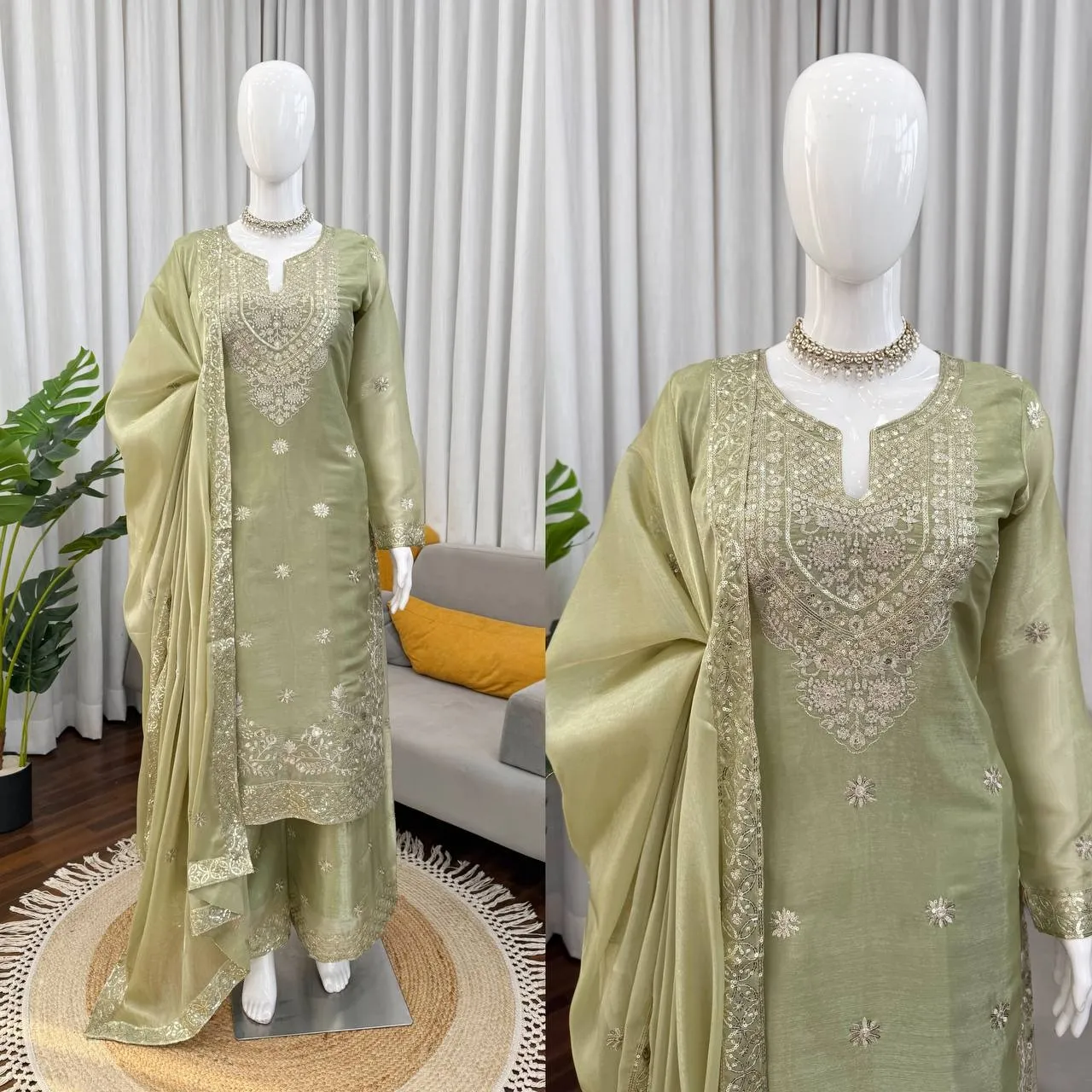 Eid Special Pista Plazzo Kurti Set