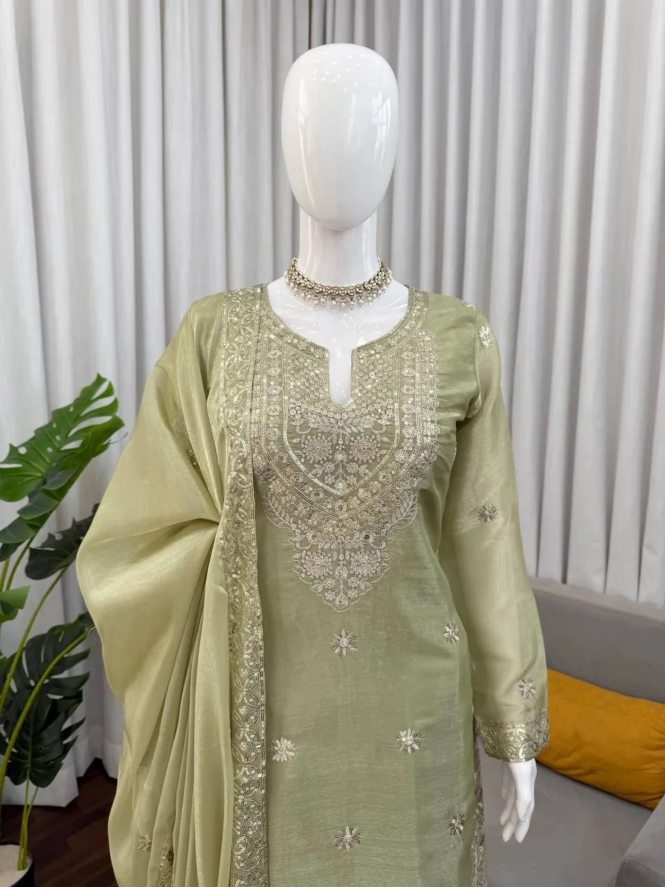 Eid Special Pista Plazzo Kurti Set