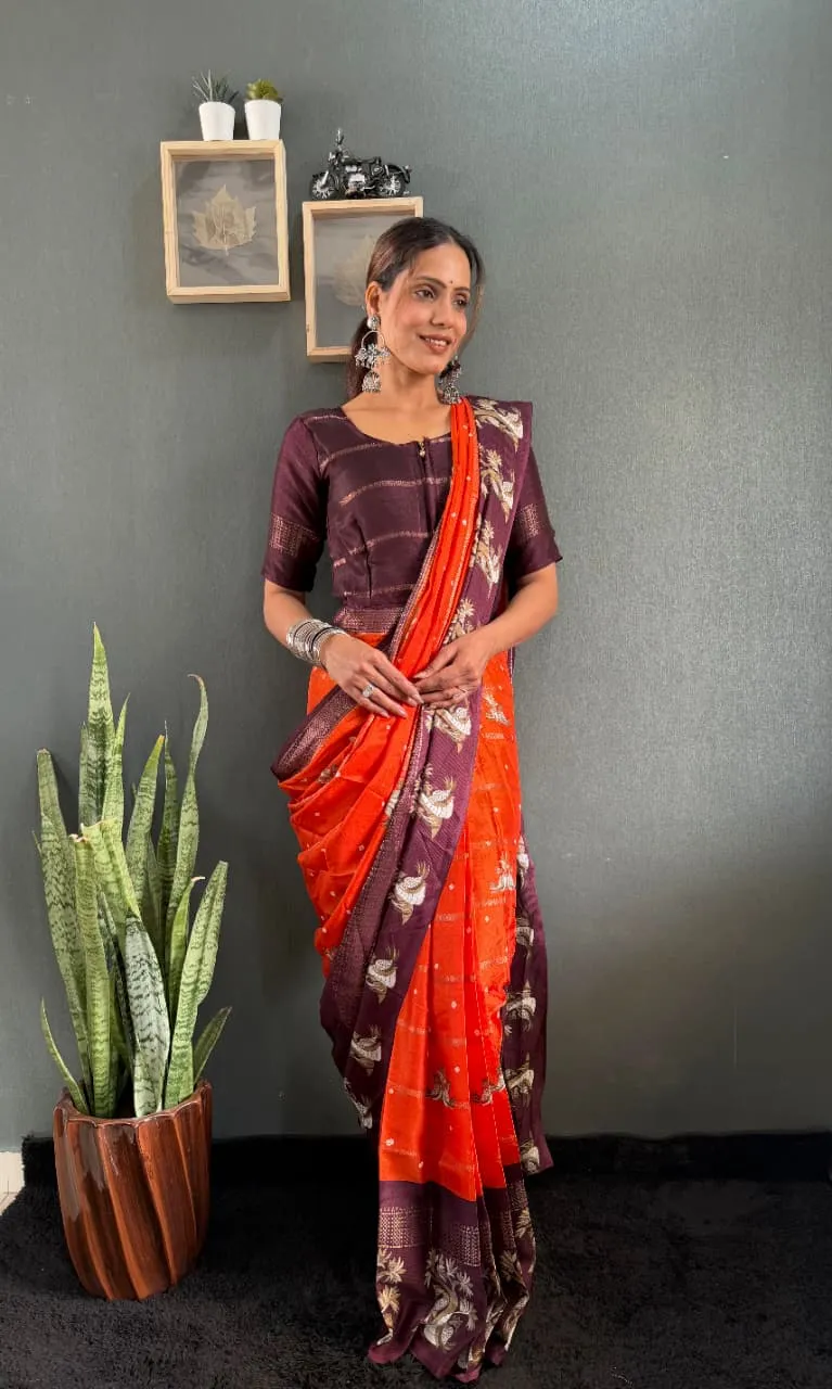 Festive Wear Silk Zip and Go Saree Gown