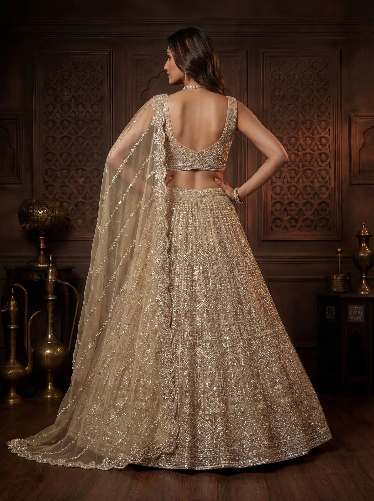 Golden Color Handwork Bridal Lehenga Choli