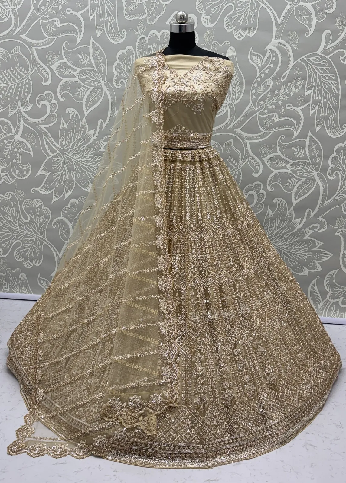 Golden Color Handwork Bridal Lehenga Choli