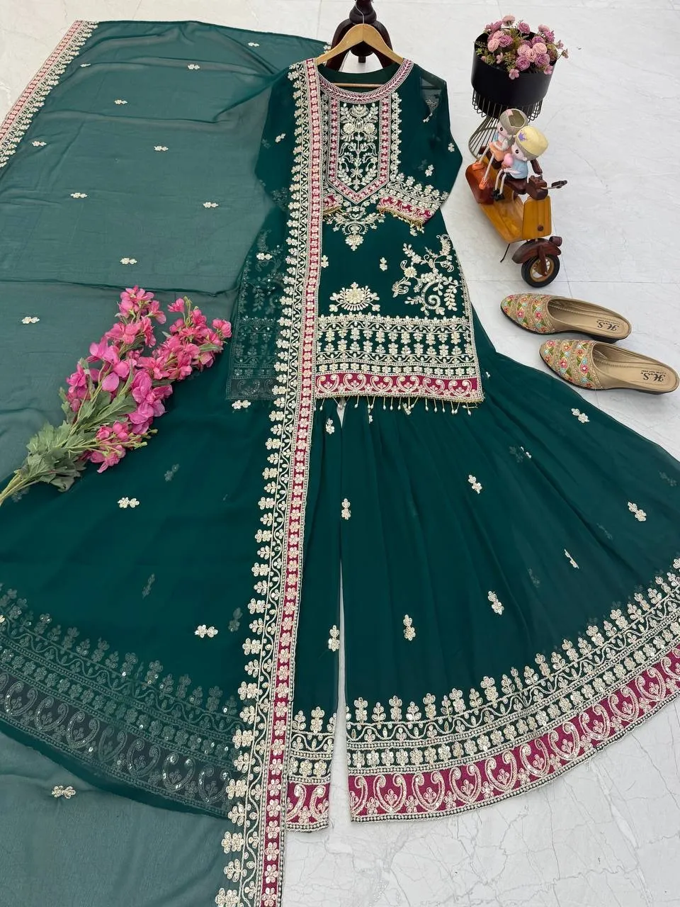 Green Sharara Suit for Eid Festival