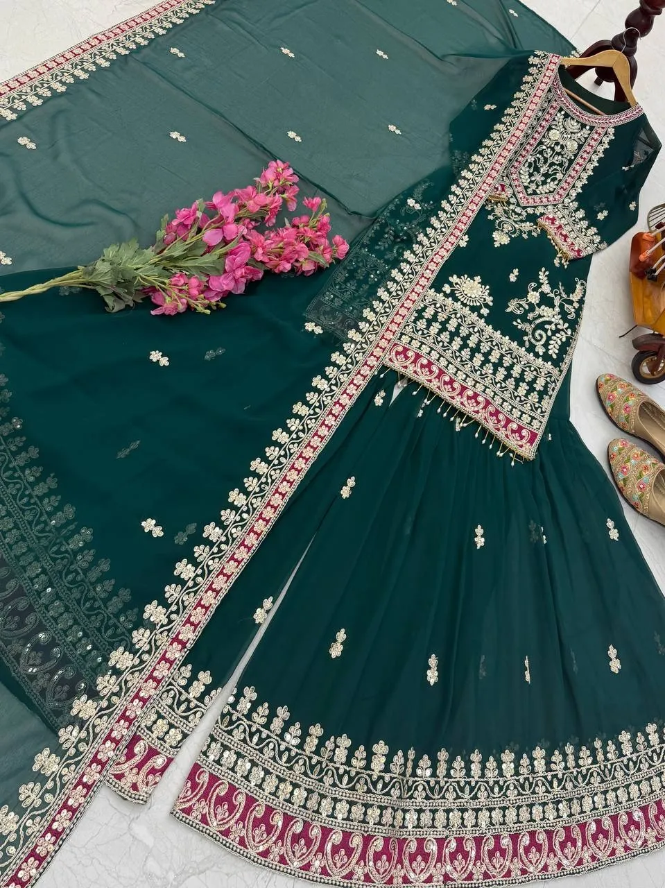 Green Sharara Suit for Eid Festival
