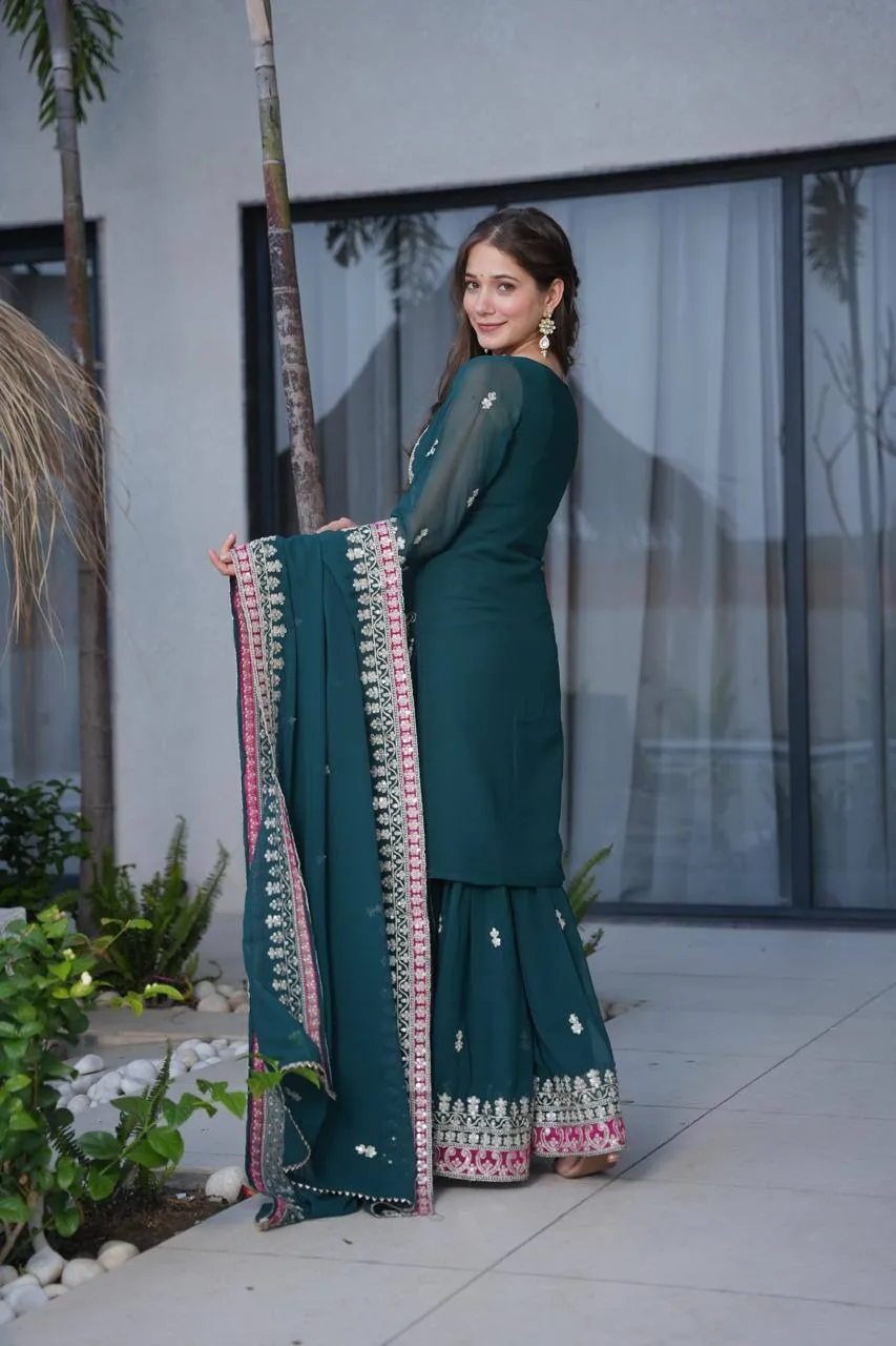 Green Sharara Suit for Eid Festival