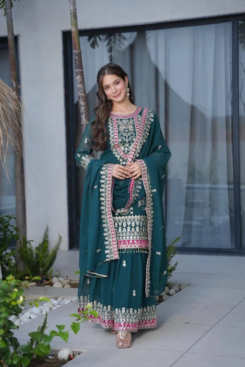 Green Sharara Suit for Eid Festival
