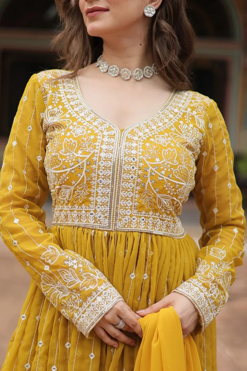 Haldi Function Special Slit Cut Anarkali Dress