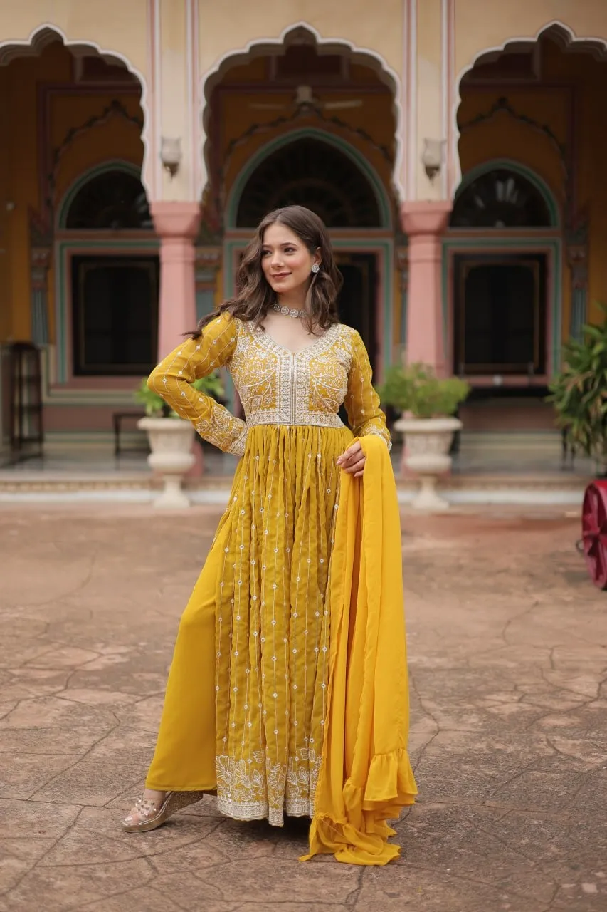 Haldi Function Special Slit Cut Anarkali Dress
