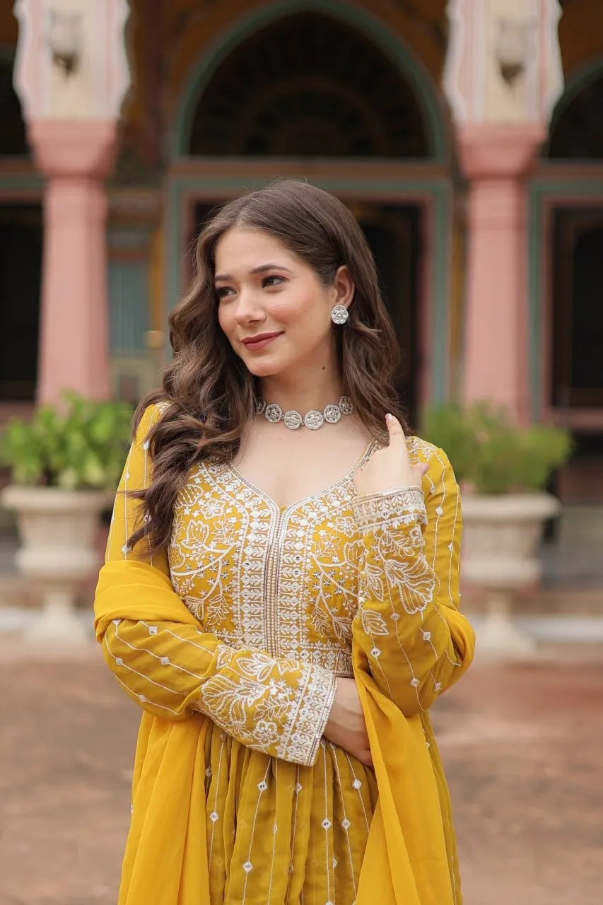 Haldi Function Special Slit Cut Anarkali Dress