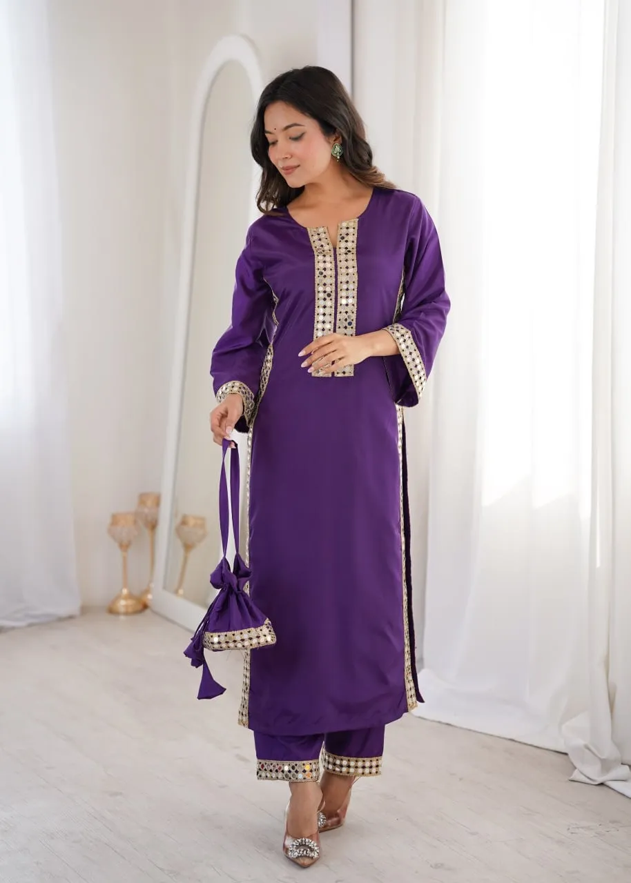 Hania Amir Inspired Mirror Co ord Set Purple