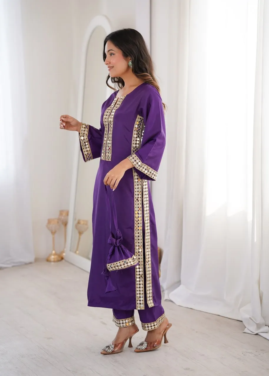 Hania Amir Inspired Mirror Co ord Set Purple