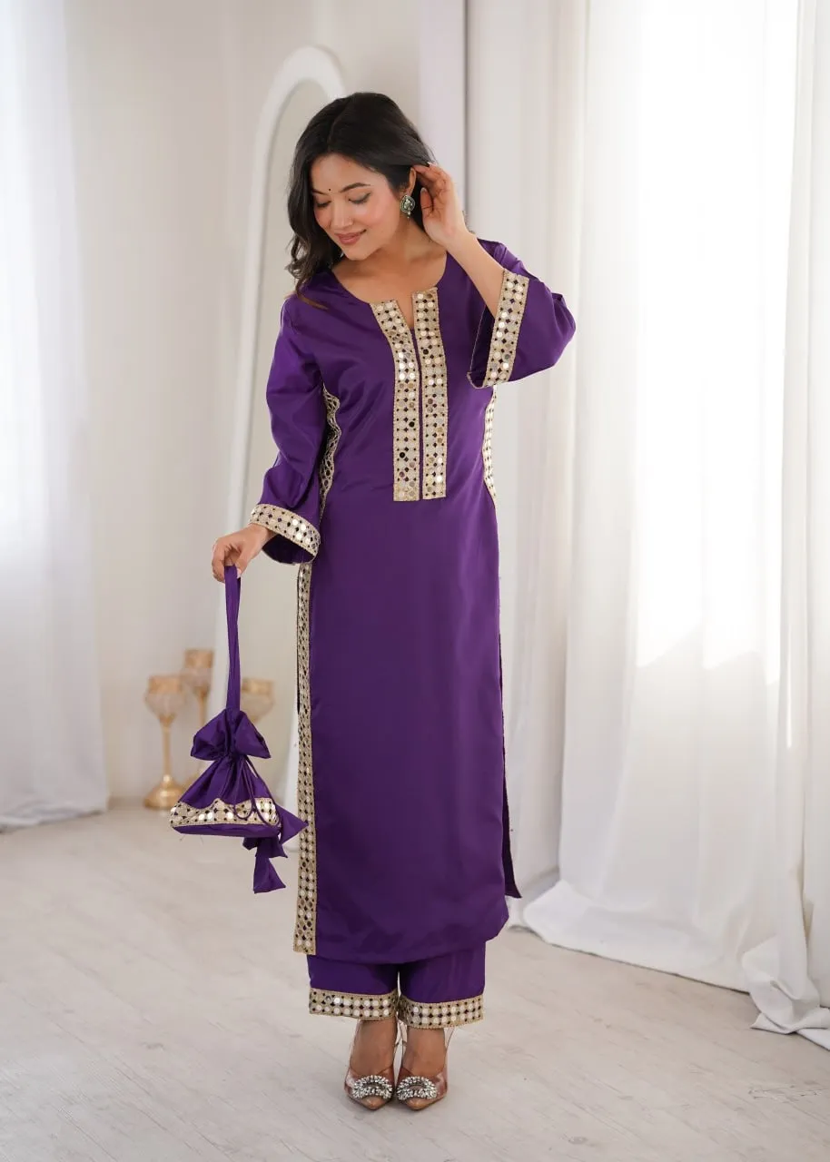 Hania Amir Inspired Mirror Co ord Set Purple
