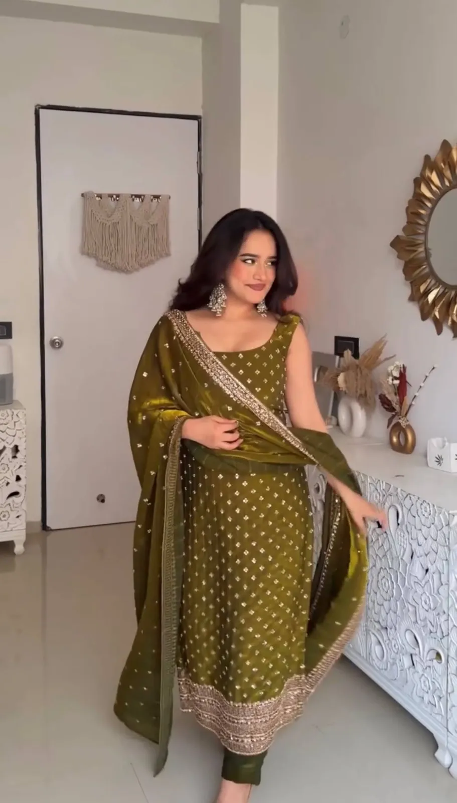 Mehendi Color Sleeveless Kurti for Mehendi night