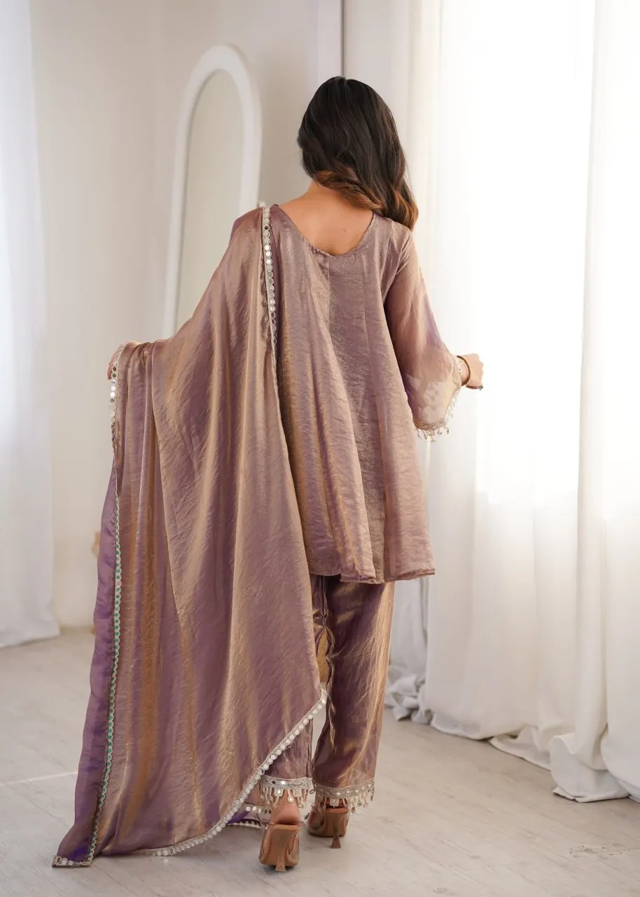 Mirror Work Designer Kurti Pant Dupatta Set