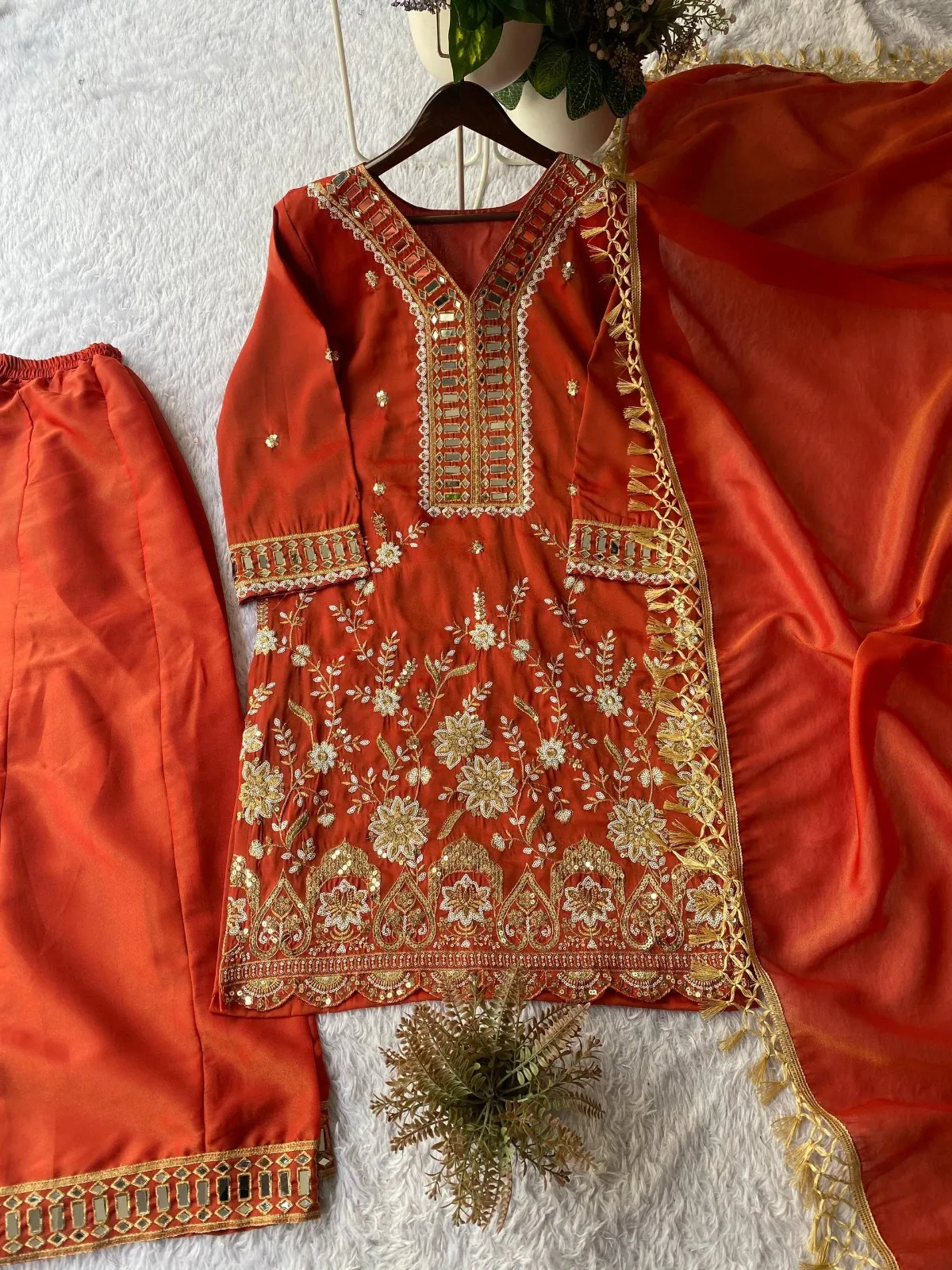Orange Color Designer Readymade Plazzo Salwar