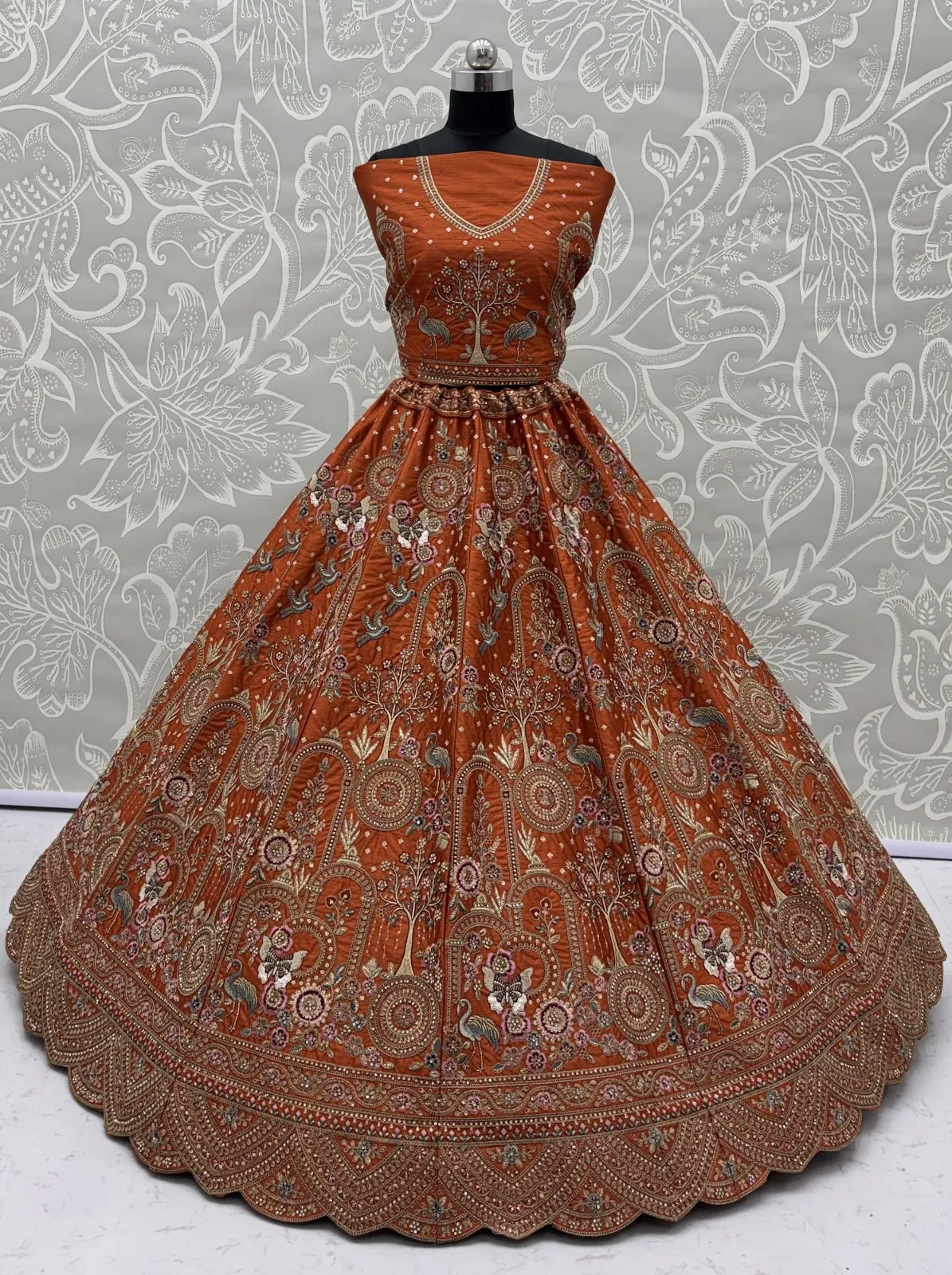 Orange Color Double Dupatta Bridal Lehenga Choli
